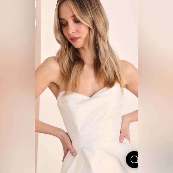 Lifetime of Love White Satin Strapless A-Line Gown Sz XS # - Picture 3 of 9